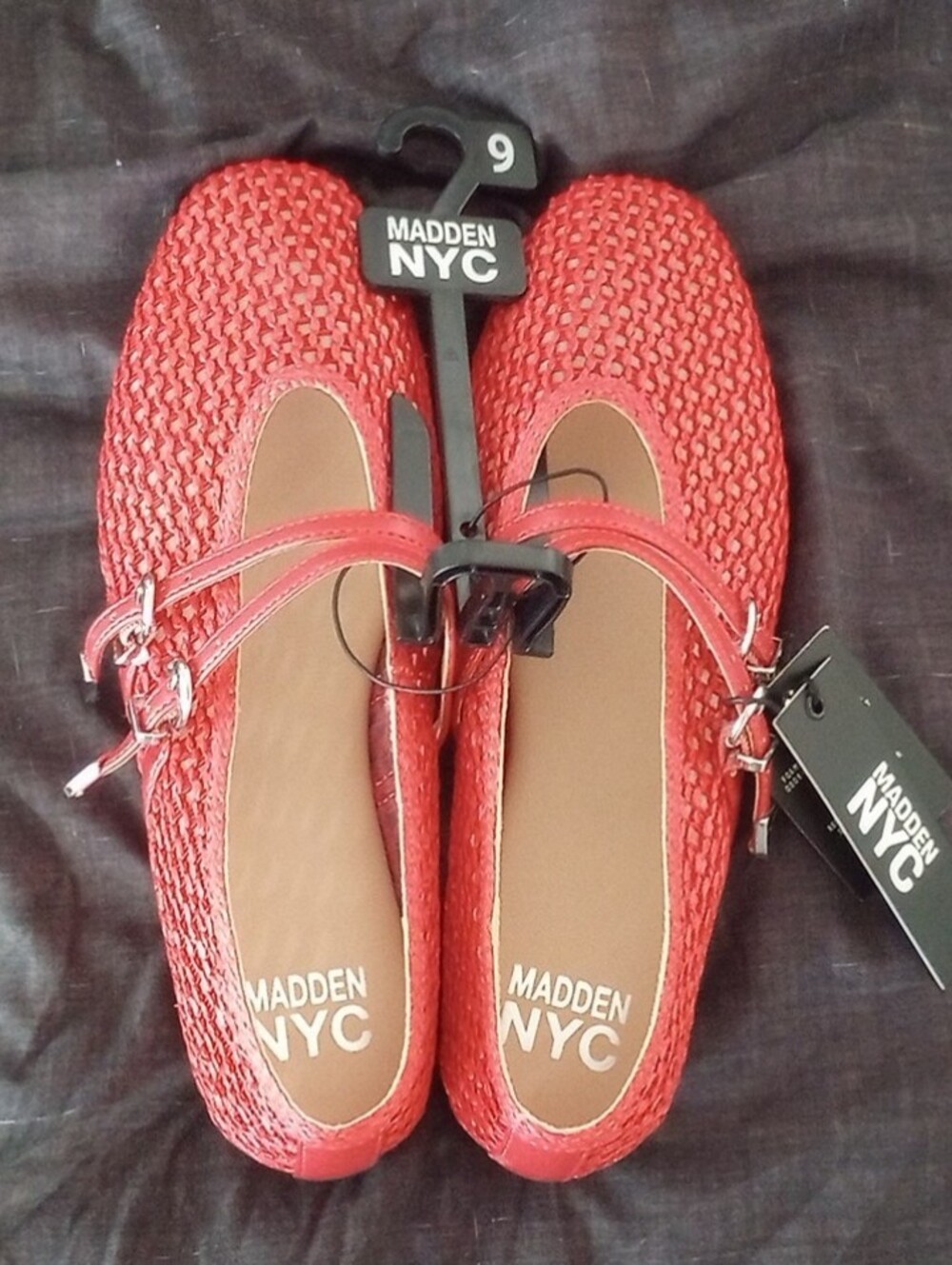 NWT Madison NYC Red Woven Mary Jane Ballet Flats, Size 9 - Picture 2 of 5
